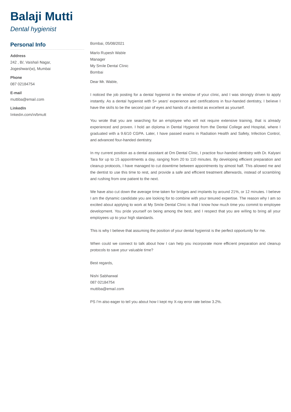 Muse Cover Letter Format