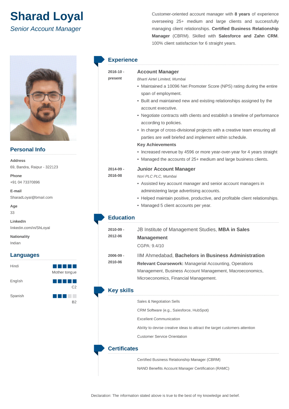 Muse Indian CV Template