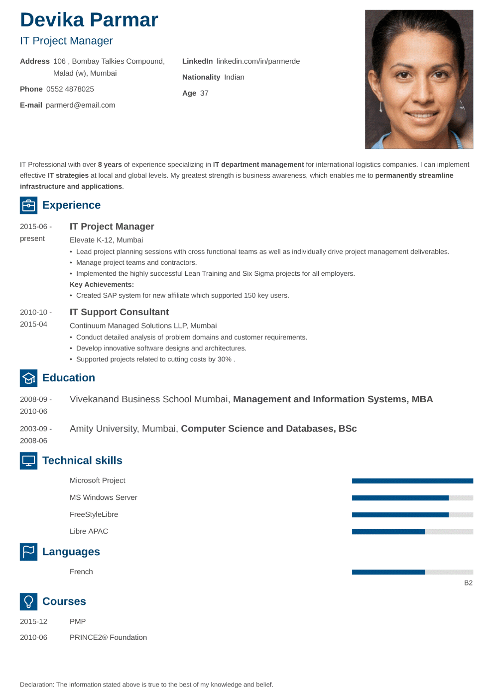 Newcast Resume Format