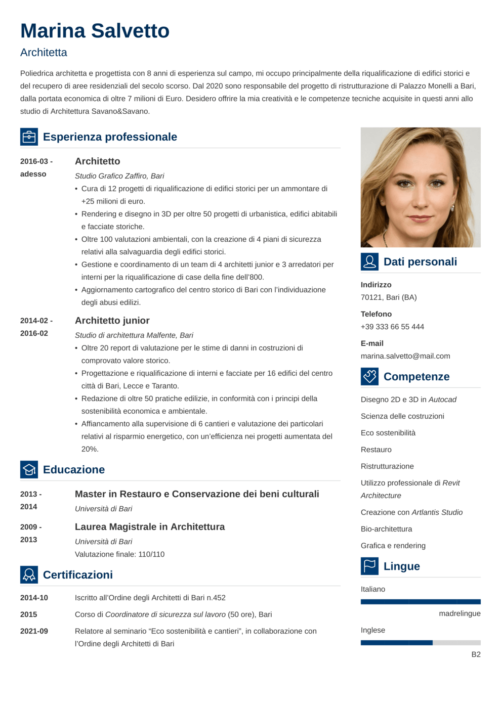 Esempio di curriculum vitae Vibes