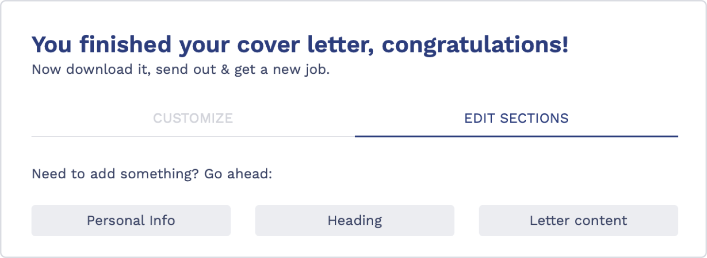 Cover Letter Builder Step 5: Customize