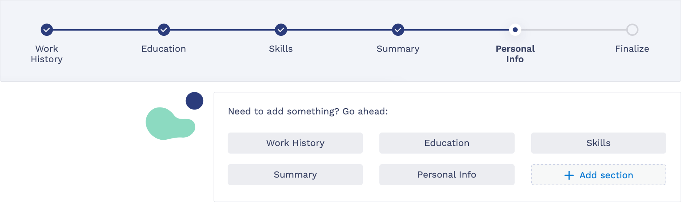 Resume Builder Navigation Panel