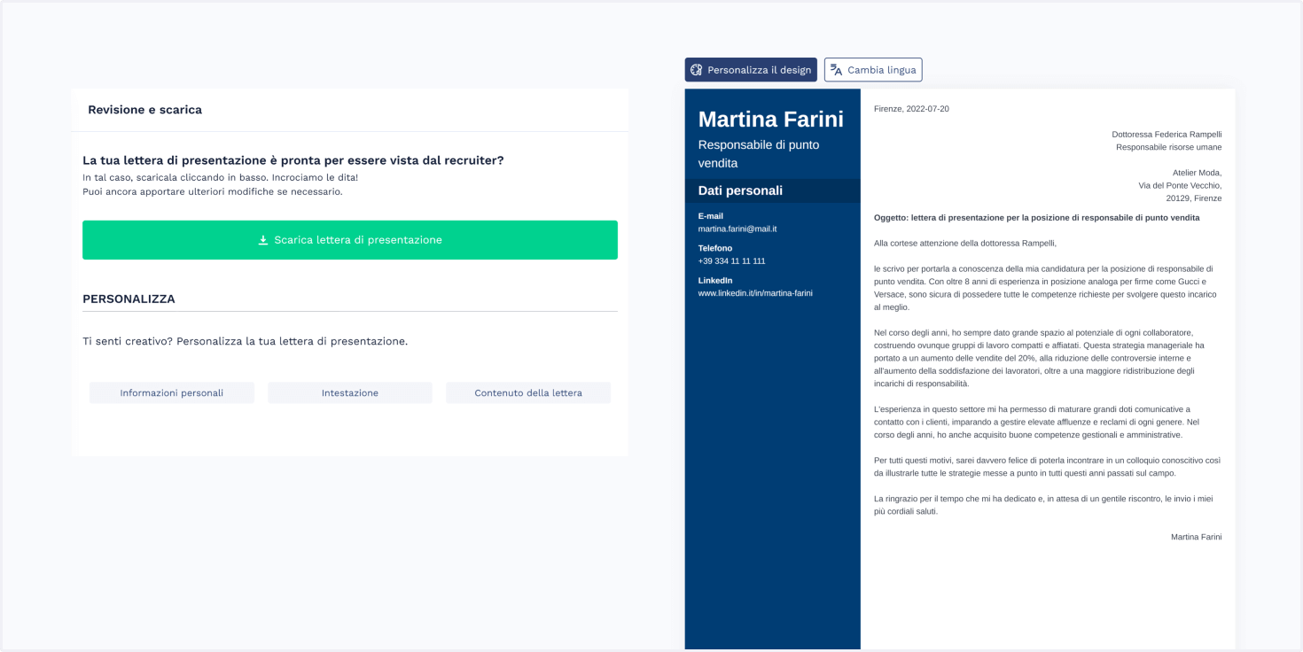 Personalizza la tua lettera di presentazione a seconda della candidatura