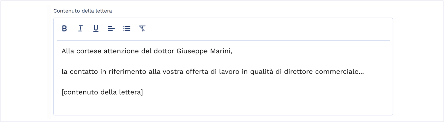 Crea una lettera di presentazione